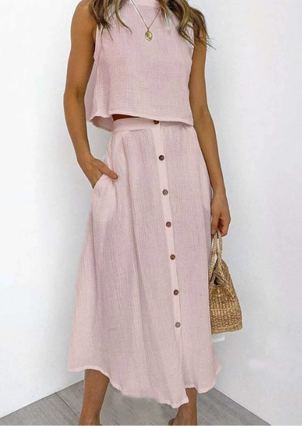 Sleeveless Vest & Maxi skirt Set