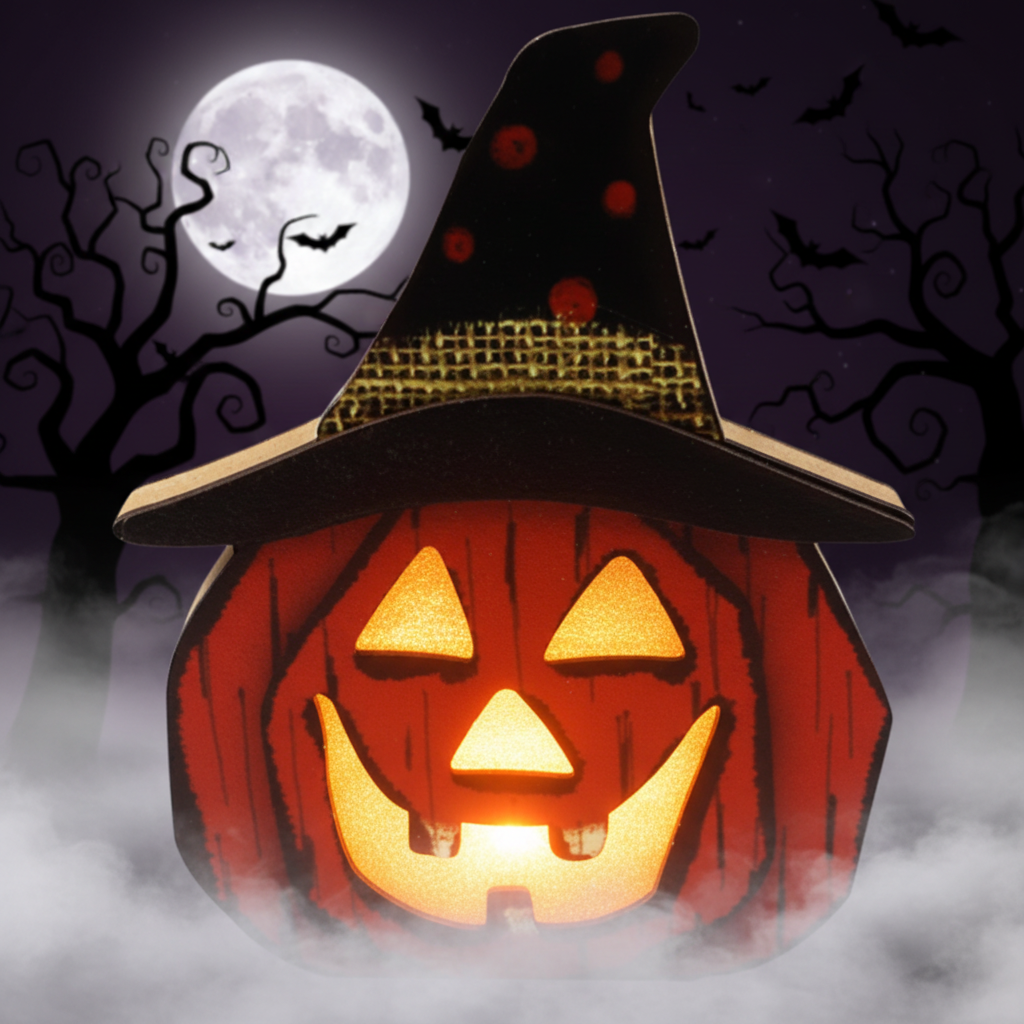 Creative Halloween Wooden Pumpkin Lamp Halloween Decorations