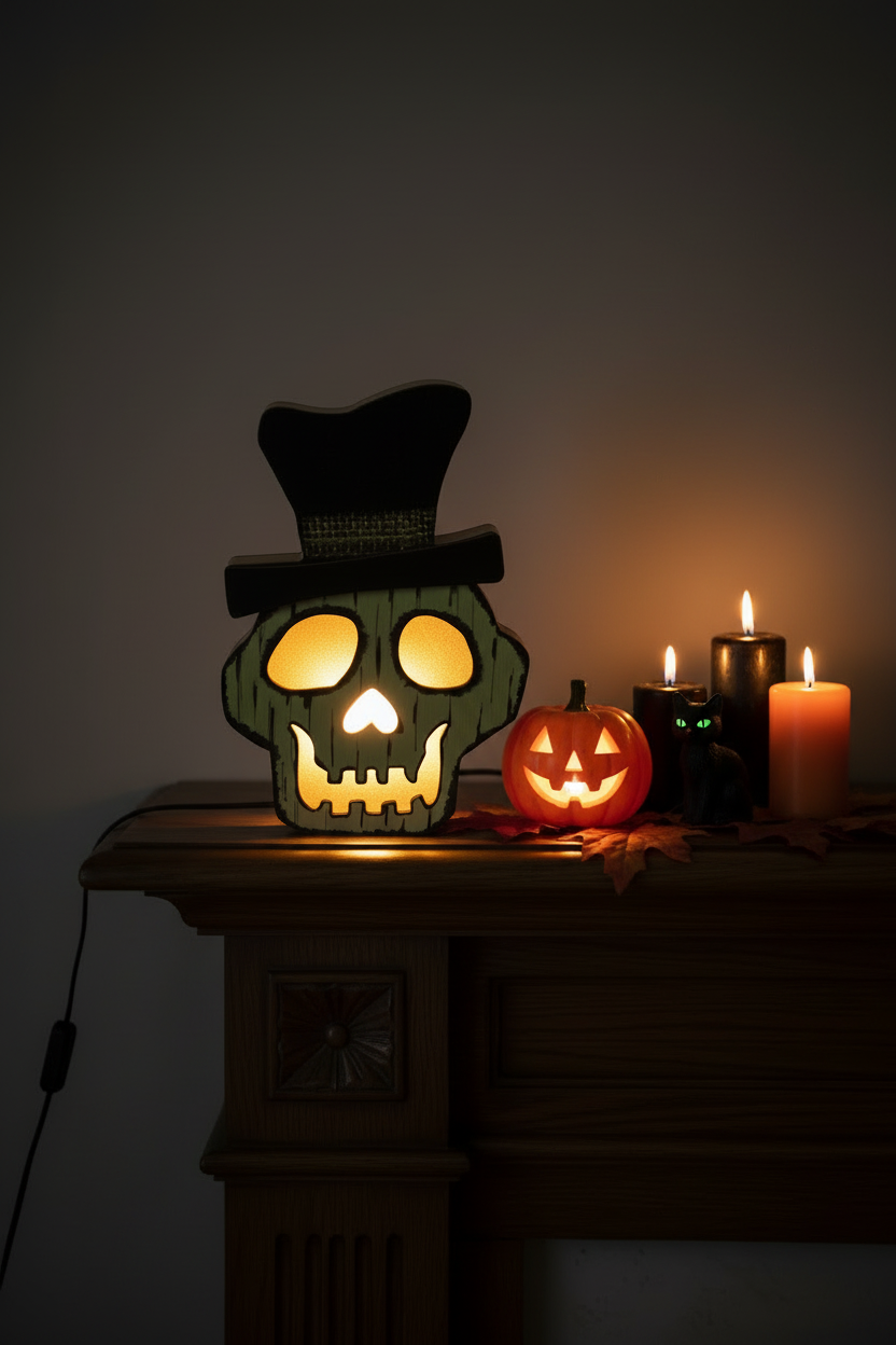 Creative Halloween Wooden Pumpkin Lamp Halloween Decorations