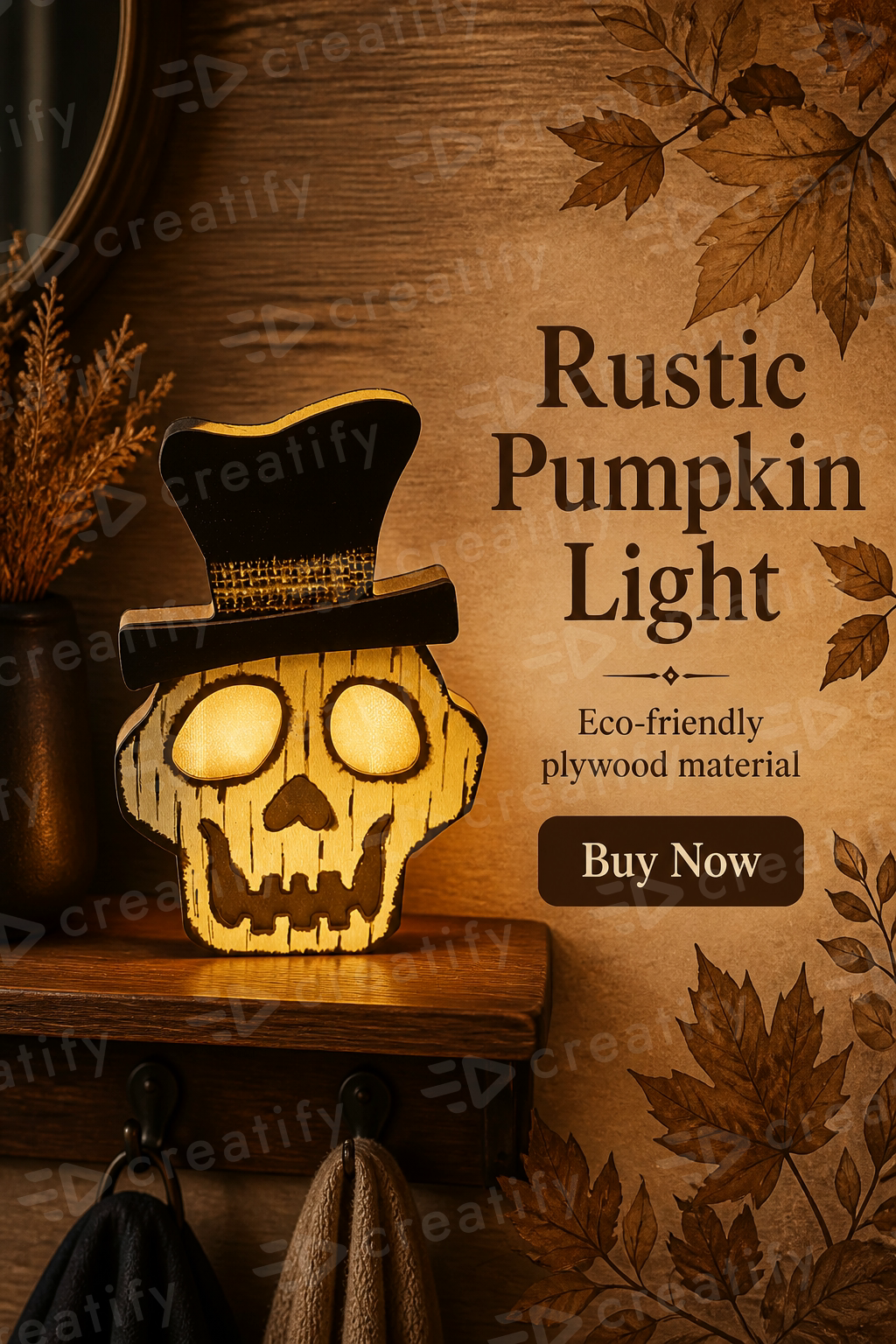 Creative Halloween Wooden Pumpkin Lamp Halloween Decorations