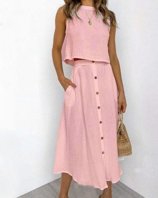 Sleeveless Vest & Maxi skirt Set
