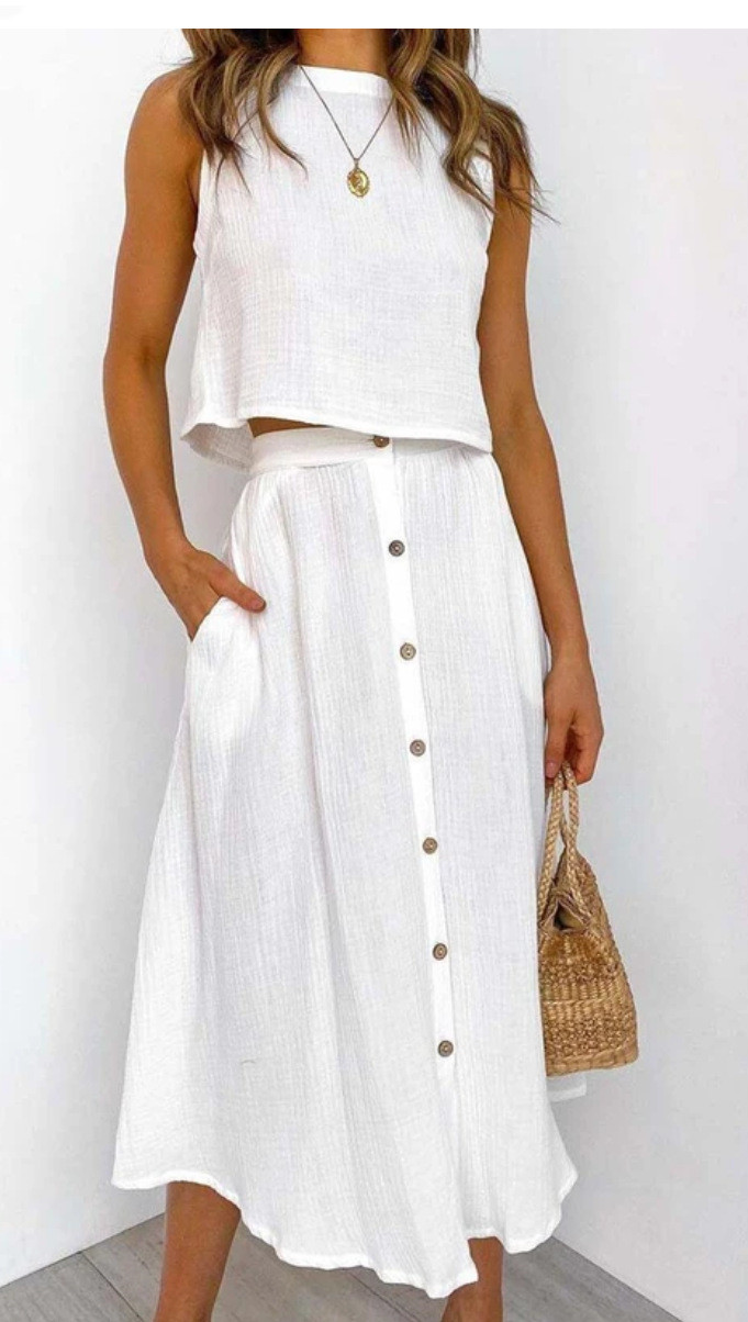 Sleeveless Vest & Maxi skirt Set